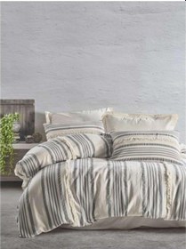 Resim Şaheser Naturel Nevresim Takımı Çift Kişilik Nidus Gri Desenli 