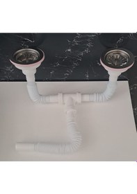 Resim Körüklü Sifon Lüx Çiftli Çöp Mak Metal Bilyalı - Süzgü Ø 110 Mm - Ø 32 Lik Çıkışlı 