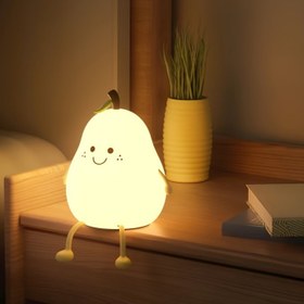Resim 1 adet Sevimli Armut Şeklinde Silikon Gece Lambası, USB Şarjlı Işık, 7 Renk Modlu Göz Koruyucu Gece Lambası, Yatak Odası, Ofis, Çeşitli Oda Dekorasyonları İçin Veya Noel Veya Sevgililer Günü Hediyesi Olarak Uygundur. 