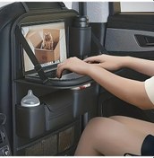 Resim Dashanshop Büyük Kapasiteli Siyah Yapay Deri Koltuk Arkası Organizer Ve Katlanır Masa 