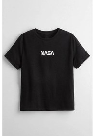 Resim Uyguntarz Çocuk Nasa Pamuklu Tshirt Siyah 
