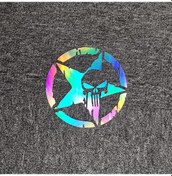 Resim Lazer Yansıtıcı-19x19 Cm- Çıkartmaları Kafatasları Punisher Beş Köşeli Yıldız Yansıtıcı Yakıt Deposu Kapağı Gövde Cam K 