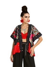 Resim Şahende - Mekik Oyasıyla Süslenmiş Saten Kimono - L 