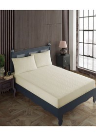 Resim Tek Kişilik Alez Seti %100 Pamuk Kapitone Su Sıvı Geçirmez Yatak Yastık Alezi Yatak Yastık Koruyucu Bej 