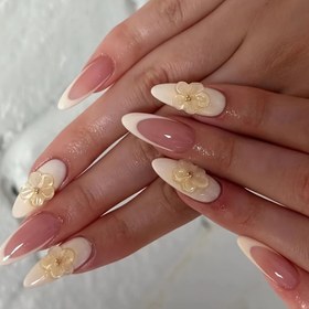 Resim 30 Adet Badem Kısa Yapışkan Tırnak - Çıkarılabilir İlkbahar Yaz Şeftali Çiçekli Parlak Pastel Renkli Tırnak Sanatı Stickerları, Kolay Uygulanabilir Yeniden Kullanılabilir Sahte Tırnaklar, Hızlı Manikür Çözümü 