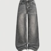 Resim Kızlar için Klasik Koyu Gri Geniş Paça Kot Pantolonlar - Yüksek Kaliteli Denim, Bol Kesim, Cepli Esnek Bel Bandı, Her Mevsim ve Günlük Kullanım İçin Uygun - 3 Yaş ve Üzeri Gençler İçin Mükemmel Noel Hediyesi 