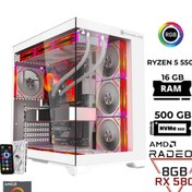 Resim GAMELİNE Pro x5 Ryzen 5 5500 16GB RAM 500GB M.2 Nvme SSD RX580 8GB Oyuncu Masaüstü Bilgisayar 