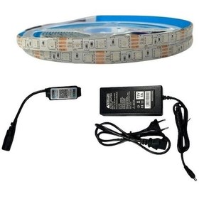 Resim Bluetooth Kontrol Rgb Şerit Led Set 5050 Ledli 3çipli 10metre Silikonlu 