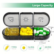 Resim 7 Gün Hap Düzenleyici Kutusu - Günlük 3 Bölme, Vitaminler, Takviyeler ve İlaçlar için Büyük Kapasite, Işık Geçirmez Seyahat Çantası, Siyah, Şeffaf Kapaklı Kompakt Tasarım, Vitamin B, Balık Yağı ve Daha Fazlası için Mükemmel, Takviye Depolama | Düzenli Takviye Tutucu | Dayanıklı Takviye Kutusu, Hap Kutusu 