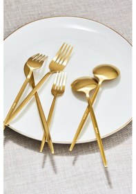 Resim Apricot Faro Matte Gold 24 Parça 6 Kişilik Çatal Kaşık Bıçak Kutulu 