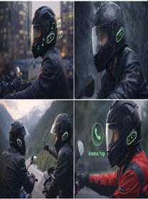 Resim Ip67 Su Geçirmez İnterkom Bt5.3 Rgb Işıklı Motosiklet Kask Kulaklığı 