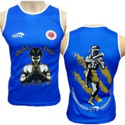 Resim Pars Muay Thai Atleti Federasyon Logolu Dijital Baskılı Mavi 