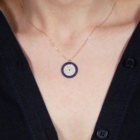 Resim Adil İdil Kuyumculuk Iki Renk Nazar Boncuk Taşlı Kolye 