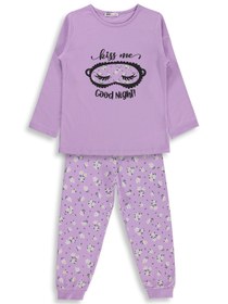 Resim Civil Girls Çiçek Desenli 6-9 Yaş Pijama Takımı - Lila - Lila / 9-10 Yaş 