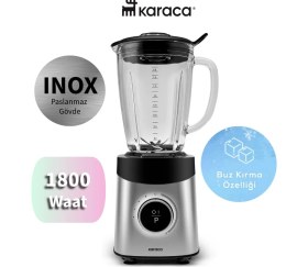 Resim Karaca Inox Paslanmaz Gövde 1,8 Litre 1800W Yüksek Güçlü Buz Kırma Özellikli Dijital Ekranlı Inox Smoothie Blender 