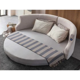 Resim Eymense Letto Vip Akıllı Yuvarlak Yataklı USB Soketli Krem Karyola Kanepe 