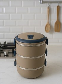 Resim YAZICI Freshbox 3 Katlı Sızdırmaz Yemek Termosu Sefer Tası 1,8 Lt Kahverengi Özel Seri 