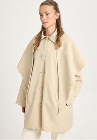 Resim minaaise Kadın Bej Oversize Seyyar Yakalı Astarlı Tasarım trençkot 30009 
