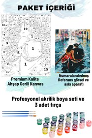 Resim Genel Markalar Sayılarla Boyama Seti Numaralı Tuval Fırça Boya 40x50 Cm Sandal Sevgililer 