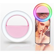 Resim Padalink Pembe Rgb Akıllı Telefon Işıklı Makyaj Aydınlatıcı, Canlı Yayın Ve Selfie Için Dönel Led Işık, Dahili Pil Ve Parlaklık Ayarlamalı 