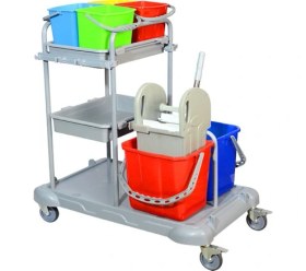 Resim Kat Hizmet Arabası Çift Kovalı Plastik 