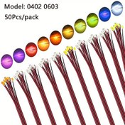 Resim 50 adet/lot 0402 0603 SMD LED DIY Lamba Mikro Litz LED Işıkları Kırmızı Siyah Kablolu Mikro Litz Led Önceden Düdüklü Çip Kablolu 3V Demiryolu Model Trenleri Işık DIY Bağlantı Kabloları 30cm Model Kiti için 