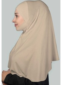 Resim Altobeh Hazır Türban Peçeli Pratik Eşarp Tesettür Nikaplı Hijab - Namaz Örtüsü Sufle (XL) -Kum Beji 