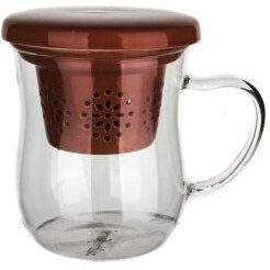 Resim Ultraform Porselen Süzgeçli Kapaklı Oval Kupa Kırmızı 