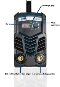 Resim POWER BLACK Germany Inventör 200 Amper Profesyonel Dijital Göstergeli Kaynak Makinesi 