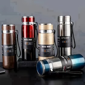 Resim Bottle Sport 316 Paslanmaz Çelik İzole Seyahat Kupası Siyah Kapak ve Kolu ile - Büyük Kapasite, Taşınabilir Omuz Askısı, Açık Hava Sporları ve Aktiviteleri için Mükemmel, Spor Su Şişesi | Modern Seyahat Kupası | Dayanıklı İzolasyon 