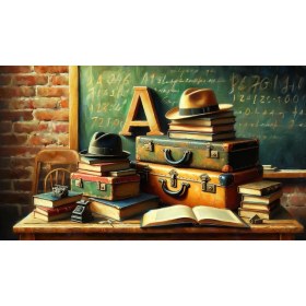 Resim Venspor Retro Seyahat ve Eğitim Kitaplar ve Bavullar Temalı Arkaplan 200 x 150 cm Fon Duvar Örtüsü 