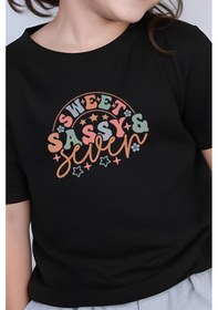 Resim Fyk Kids Kız Çocuk Sweat Sassy Baskılı Tişört Siyah 