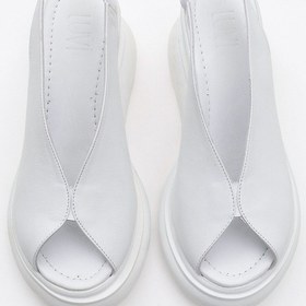 Resim Luvishoes Luvi Shoes Sam Beyaz Cilt Hakiki Deri Kadın Dolgu Topuk Sandalet Beyaz 