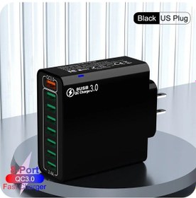 Resim Muti 8 Port Usb Şarj Qc3.0 Hızlı Hızlı Yüksek Hızlı Şarj Ab/abd/kr Cep Telefonu Us Plug Black ' Beyaz 