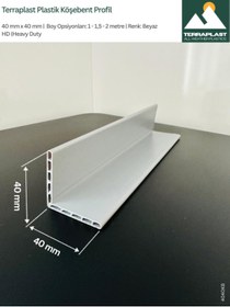 Resim Terraplast Plastik Köşebent Profil | 40x40 mm | Boy: 2 metre | Adet: 4 | L Profil | Çift Cidar 