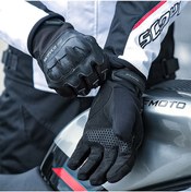Resim MOTOANL Motosiklet Kışlık Eldiven Waterproof Oxford ve Deri Kumaş Premium Motor Korumalı Eldiveni Siyah 