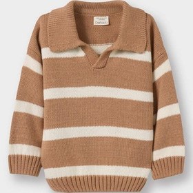 Resim Defacto Erkek Bebek Polo Yaka Çizgili Kazak C8879a525auer105 Ekru 