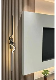 Resim Dekoratif 40w Iç Mekan Gold Kasa 3 Renkli Işık Elektrikli 115 Cm Duvar Aplik 1 Adet Siyah 