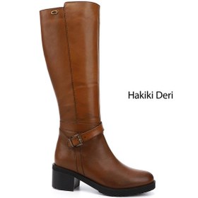 Resim Gönderi(R) Gönderi R Kadın Taba Antik Fermuarlı Kalın Topuklu Hakiki Deri Çizme Dkzc61343575 Taba 