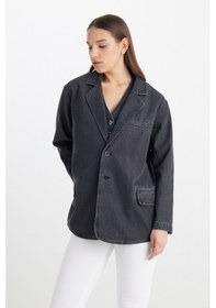 Resim Oversize Bol Kesim Pamuk Antrasit Jean Kot Ceket L241652003 Antrasit 