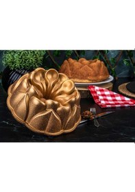 Resim Taç Nilüfer Granit Döküm Kek Kalıbı Gold 6598 