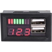 Resim Temiz Pazar 12V Akü Kapasite Göstergesi - 5V 2A USB Çıkışlı 