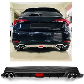 Resim Fiat Egea Hatchback Uyumlu Body Kit Difüzör 4 Çıkış Yuvarlak Siyah Model 2 