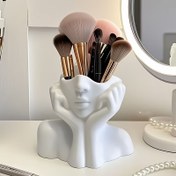 Resim Nordik ilhamlı yaratıcı vazo - Şık beyaz plastik vazo, pembe ve kırmızı tulip desenli, oturma odası dekorasyonu, hidroponik ve ev aksesuarları için mükemmel, vazo ev dekorasyonu 