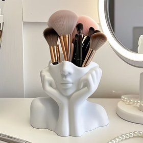 Resim Nordik ilhamlı yaratıcı vazo - Şık beyaz plastik vazo, pembe ve kırmızı tulip desenli, oturma odası dekorasyonu, hidroponik ve ev aksesuarları için mükemmel, vazo ev dekorasyonu 