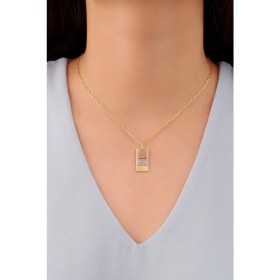 Resim TMT Gümüş Altın Kaplama Rose Allah Nazar Duası ve Ayetel Kürsi Kolye 