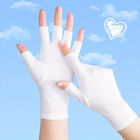 Resim Bu Yaz Korunmaya Devam Edin: Kadınlar İçin İnce Yarım Parmak Güneş Koruyucu Eldivenler 