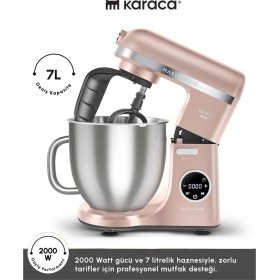 Resim Karaca 2000W Yüksek Güçlü ve 7 Litrelik Büyük Hazneli Dijital Ekranlı Çırpma, Karıştırma ve Hamur Yoğurma Makinesi & Mutfak Şefi + Hassas Mutfak Tartı 