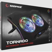 Resim Rampage AD-RC9 Tornado Siyah 115 -115 -15mm (2 adet) Fanlı 10''-18'' RGB Işıklı Notebook Soğutucu Stand 