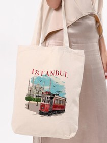 Resim Çınar Bez Çanta Bagg İstanbul Tramway Baskılı Bez Çanta - Standart / Standart 
